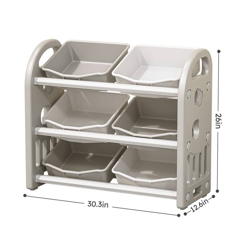 6-Bin Kids Toys Storage Box Organizer, Multi-functional Nursery Organizer Kids Furniture Set