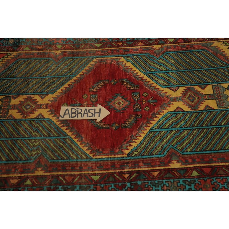 Hand Knotted Oriental 100% Wool Carpet Traditional Geometric Oranges & Rust Ardebil Runner Rug - 11' 4'' X 3' 2''