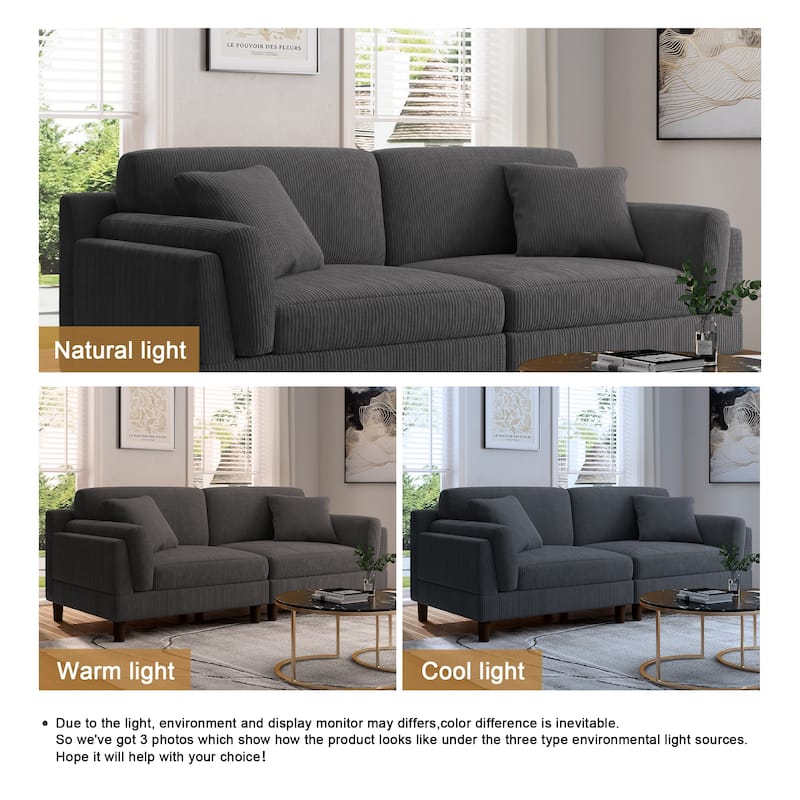 90" Corduroy Sectional Sofa Lounge Sleeper Sofa