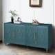 Carved Floral Door Large Storage Cabinet with Metal Handle for Living Room, Kitchen, Entryway