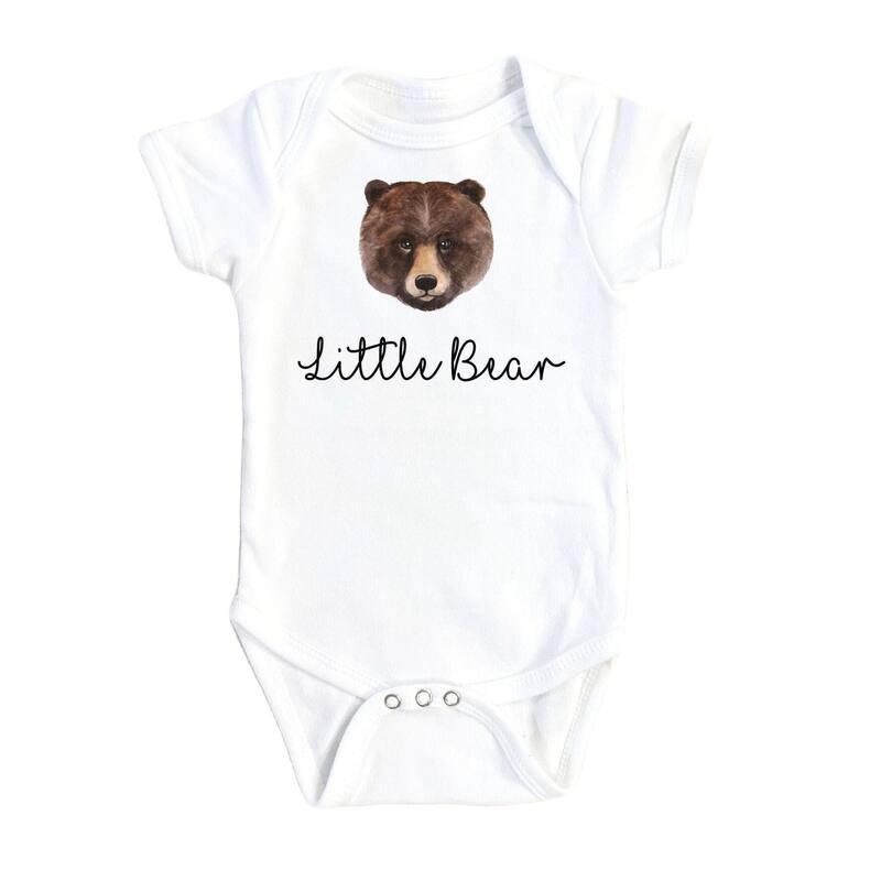 Little Bear Script - Baby Boy Girl Clothes Infant Bodysuit Funny Cute Newborn - White - 3-6M