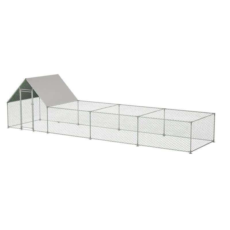26 ft Metal Chicken Coop, Walk-in Hen Pen Cage for Rabbits & Ducks