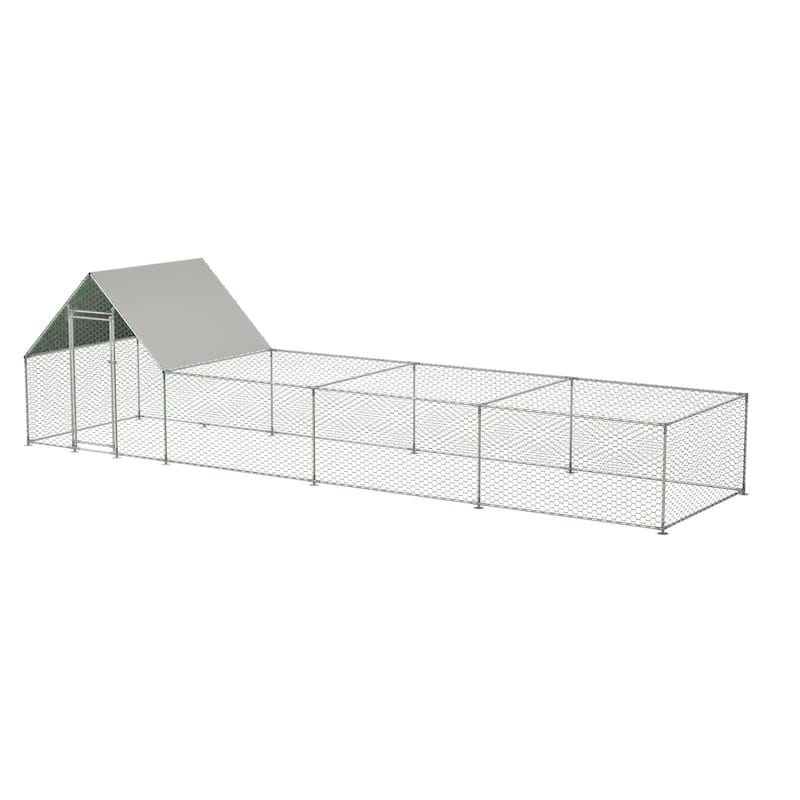 GDFStudio - Leonard Extended Outdoor Metal Chicken Coop with Secure Walk-In Design for Poultry and Small Animals