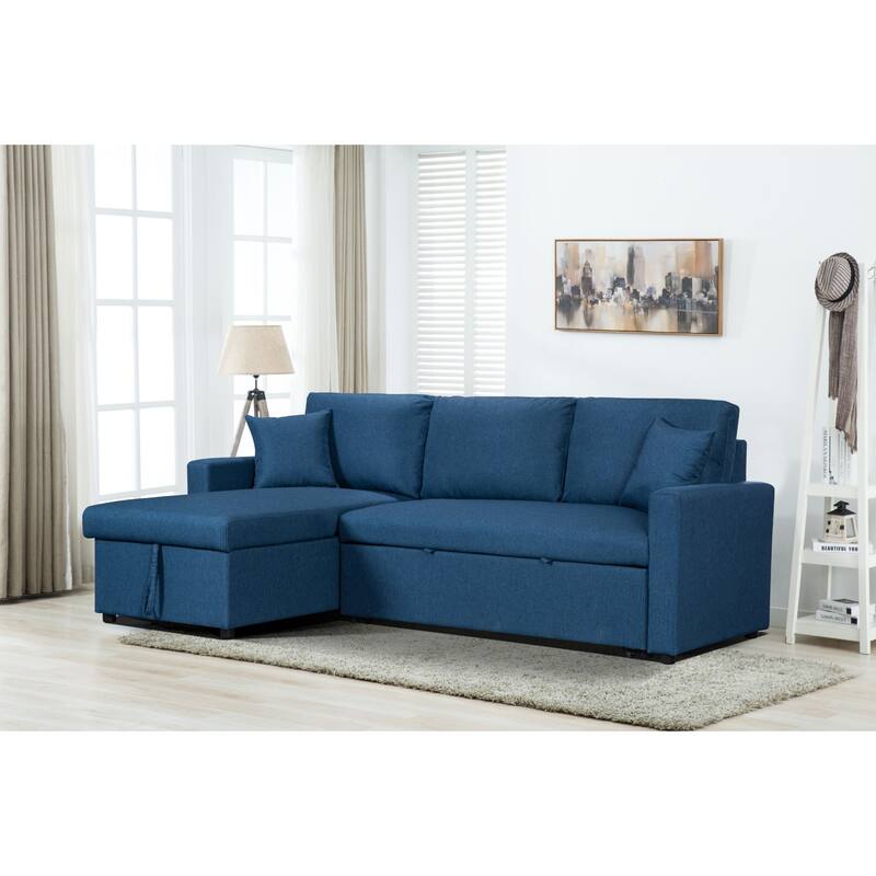Upholstered Sleeper Sectional Sofa with Storage Chaise