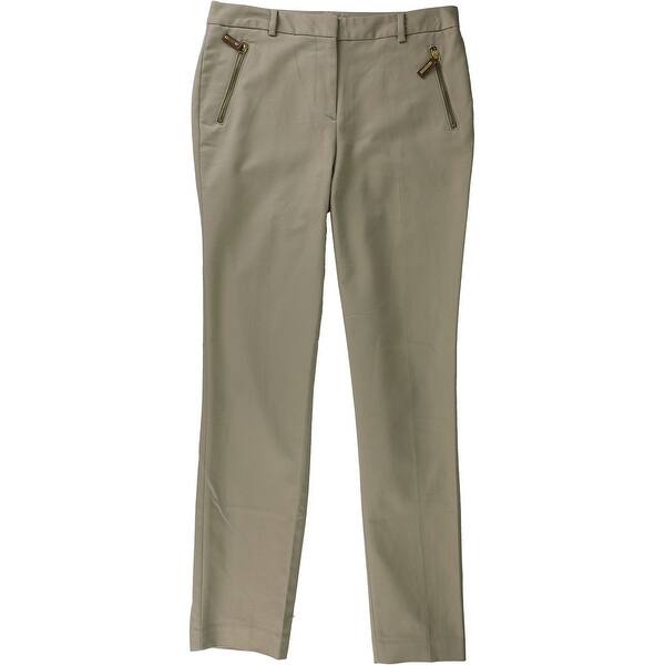 Shop Charter Club Womens Gold Zip Casual Trousers Brown 6