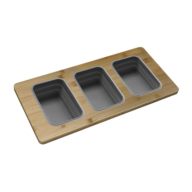 STYLISH 18 inch Over the Sink Divided Serving Board with 3 Collapsible Containers - 16.75" x 8.5"