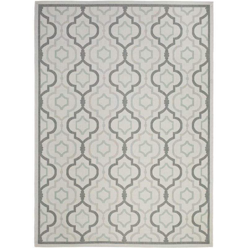 SAFAVIEH Courtyard Oyvor Indoor/ Outdoor Waterproof Patio Backyard Rug - 8' x 11' - Light Grey/Anthracite