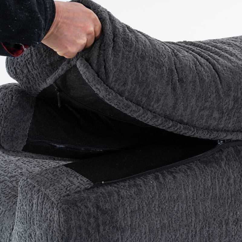 GDFStudio - Wood Grain Chenille 4-Seater 103.6" Compression Sofa