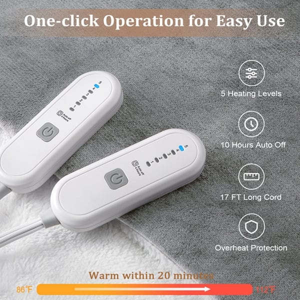 Heated Blanket Electric, Soft Thickened Flannel Fast Heating Blanket ...