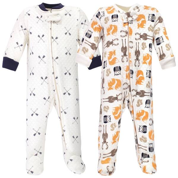 slide 1 of 1, Hudson Baby Infant Boy Premium Quilted Zipper Sleep and Play 2pk, Boy Forest 0-3 Months - Boy Forest