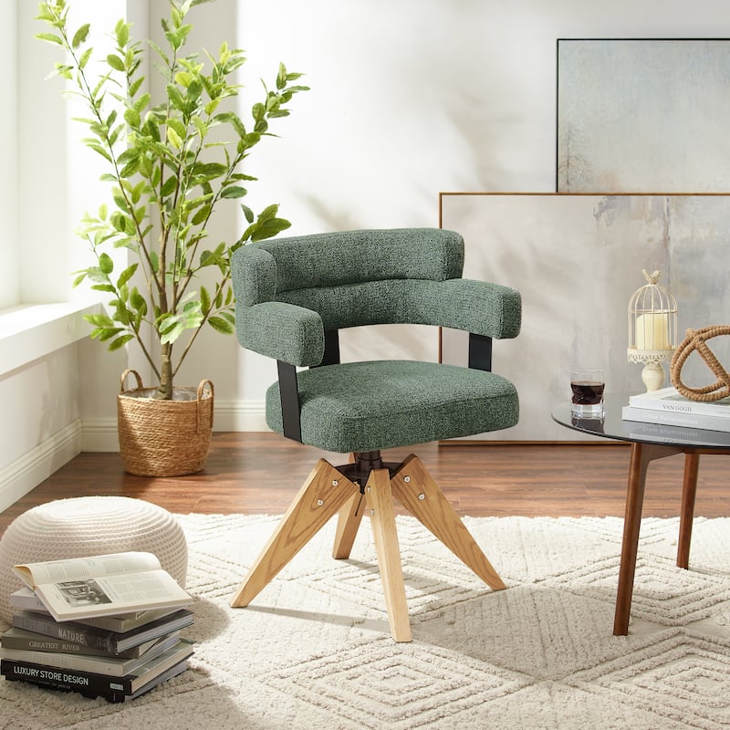 Art Leon Modern Wood and Upholstered Swivel Chair