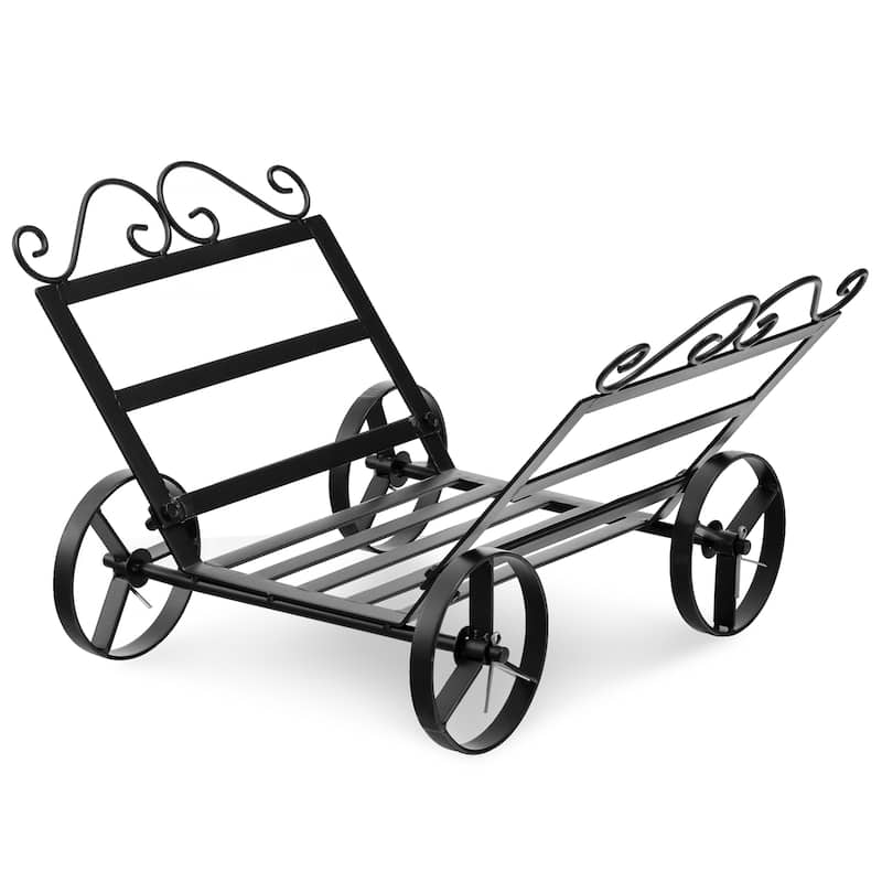 Costway Firewood Storage Rack Steel Fireplace Log Holder w/ Wheels - See Details