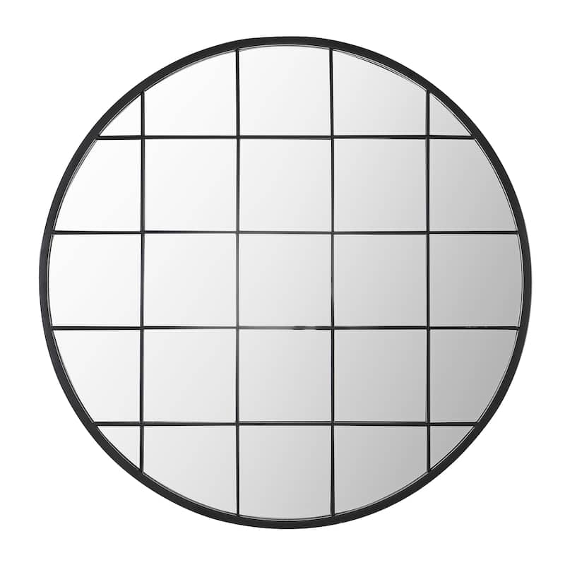 SAFAVIEH Simmie 36-inch Black Grid Round Wall Accent Mirror - 32" x 1.3" x 32"
