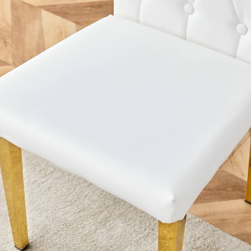 Simple Dining Chair Side Chair Vanity Chair Meeting Room Chair Leather Chair White Chair with Metal Legs