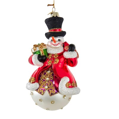 Kurt Adler 7-Inch Bellisimo Snowman with Top Hat Ornament - N/A
