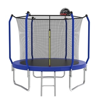 Trampoline with Basketball Hoop, Outdoor Trampoline with Enclosure Net
