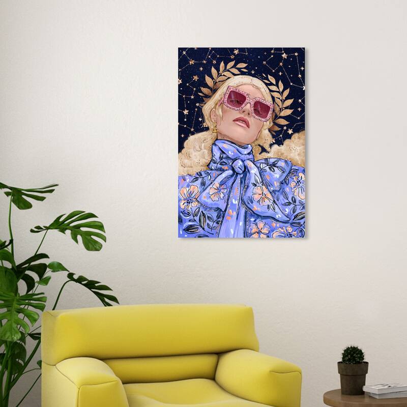 Wynwood Studio Fashion and Glam Golden Locks and Stars Yellow and Light Yellow Glam Wall Art Canvas Print - 30 x 20