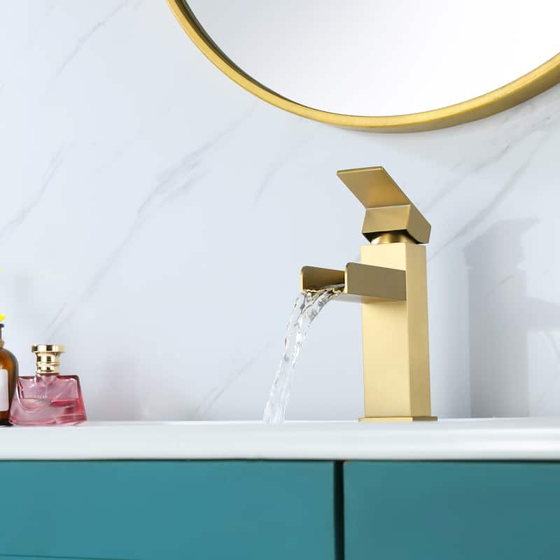 Bathroom Waterfall Faucet Single Handle Vanity Sink Mixer Tap w/ Deck plate