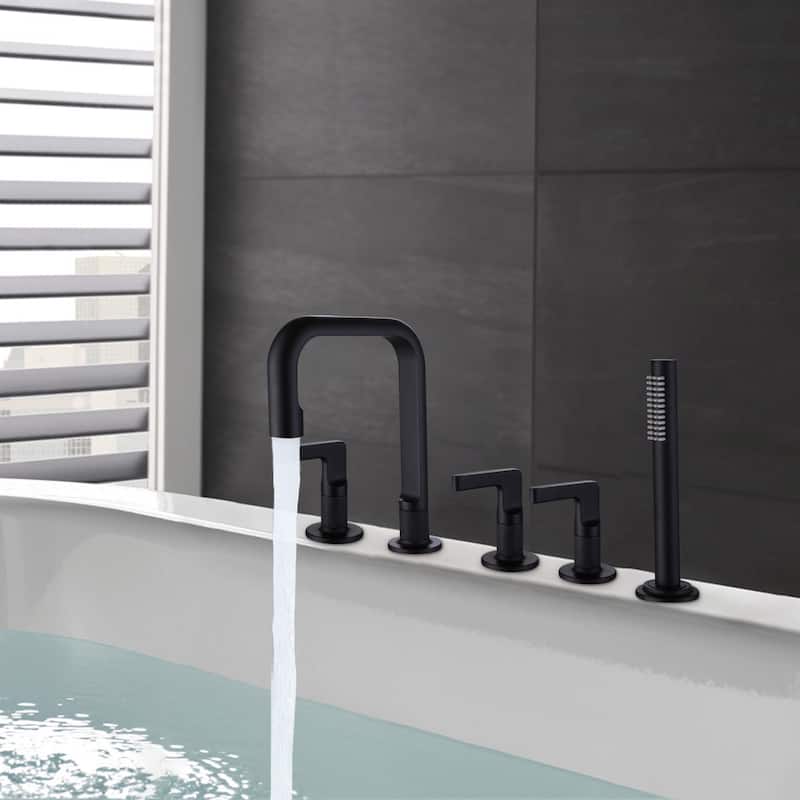 3-Handle Deck-Mount Roman Tub Faucet with Hand Shower