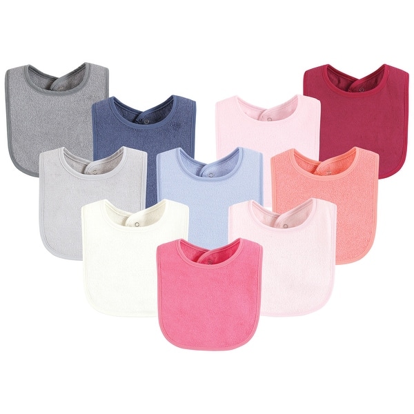 slide 1 of 1, Hudson Baby Girls Drooler Bib with Waterproof Lining, Pink Blue, One Size - Pink Blue - One Size One Size - Pink Blue