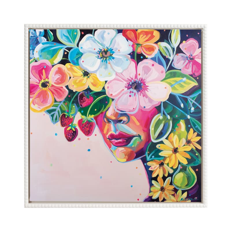 Kate and Laurel Sylvie Beaded She Was Thoughtful and Kind Framed Canvas by Rachel Christopoulos