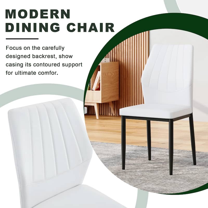 Table and chair set.Modern glass round table: X-shaped black metal bracket. Paired with 4 Dining Chairs