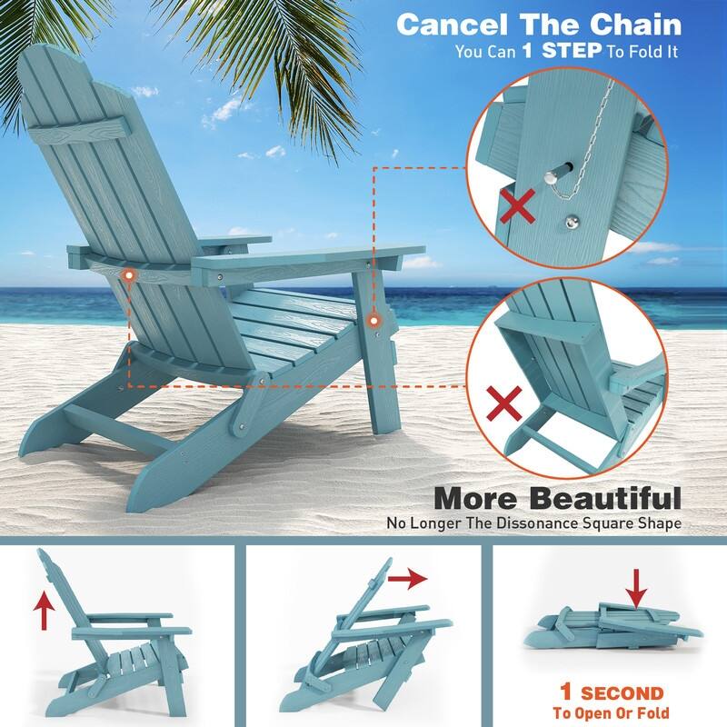 WINSOON All Weather HIPS Outdoor Folding Adirondack Chairs Outdoor Chairs Set of 4