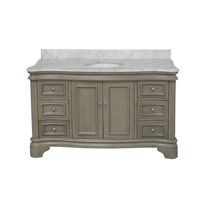 KitchenBathCollection Katherine 60" Single Bathroom Vanity with Carrara Marble Top