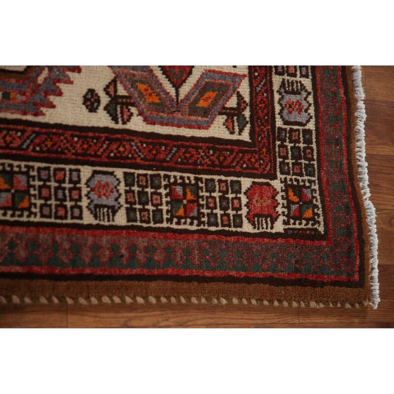 Ardebil Persian Vintage Runner Rug Hallway Handmade Wool Carpet - 3'2"x 11'5"