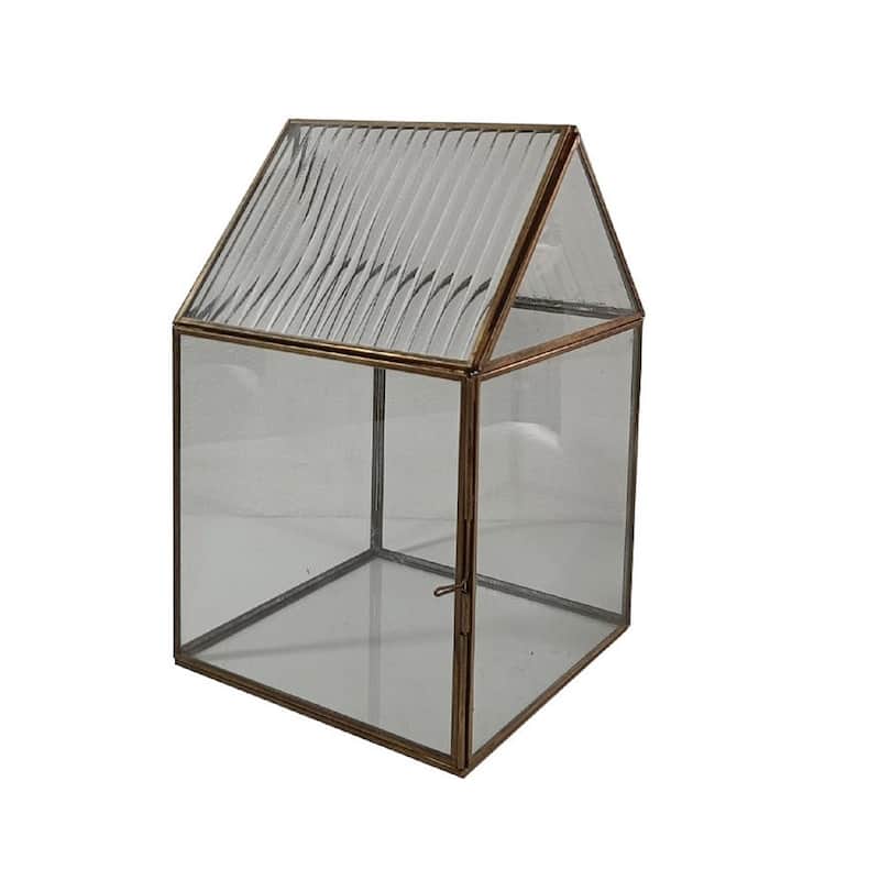 Large Terrarium Brown Patina Iron & Glass H 16.5" - BROWN PATINA - Small