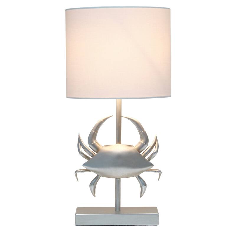 Coastal Pinching Crab Table Lamp with Drum Shade - 18.25" - Silver and White