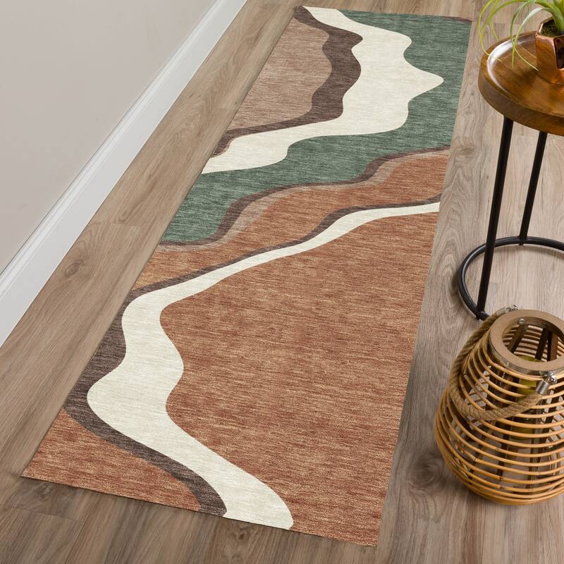 Machine Washable Indoor/ Outdoor Modern Valley Chantille Rug