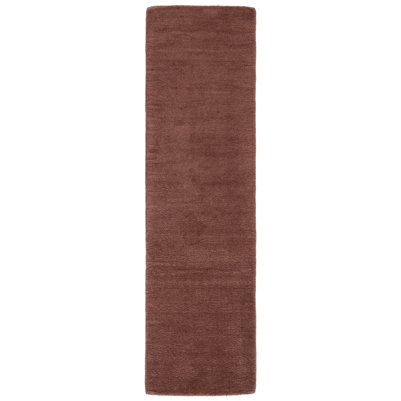 SAFAVIEH Handmade Himalaya Colorweave Plaid Modern Wool Rug - 2'3" x 10' Runner - Brown