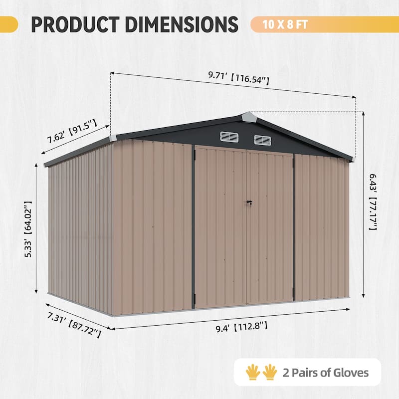 AOXUN Outdoor Storage Shed with Lockable Doors and Air Vents for Garden