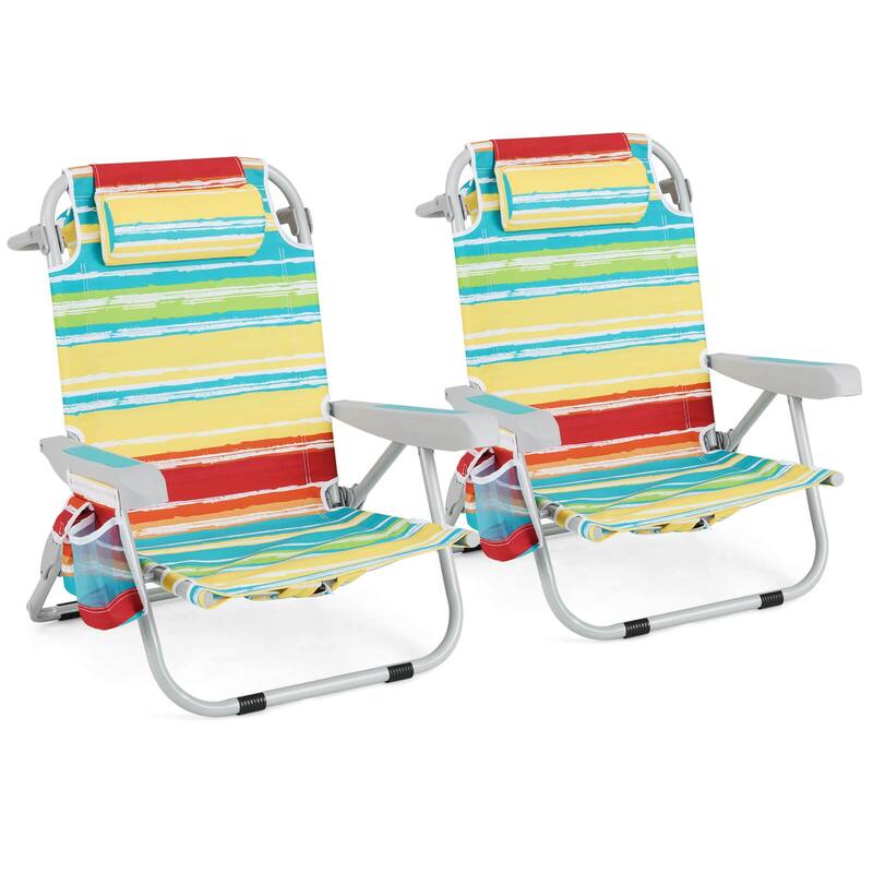 Goplus 1/2 PCS Folding Beach Chair for Adult Lightweight Aluminum - Multicolor-2 PCS