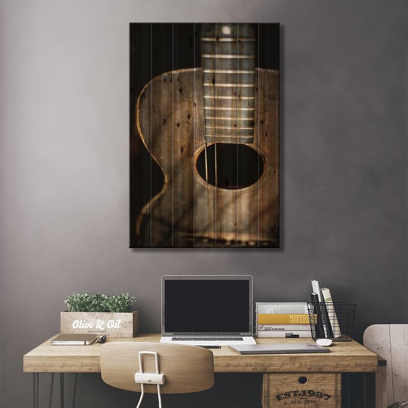 Two Strings Print On Wood by Apryl Roland - Multi-Color