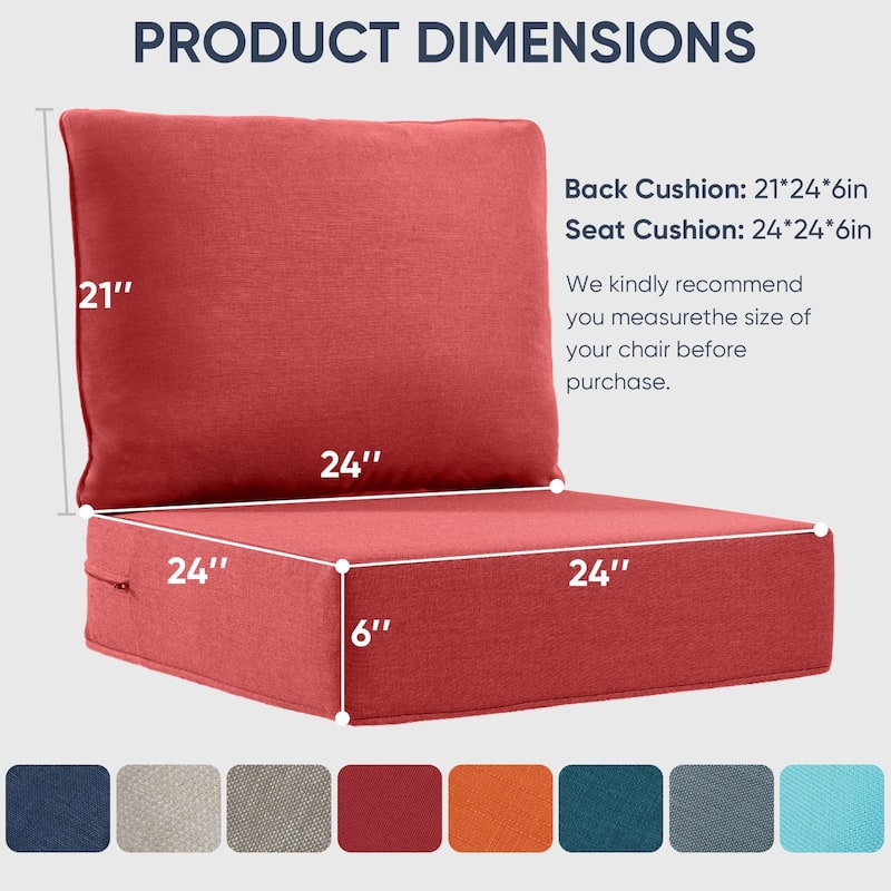 Outdoor Deep Seat Cushion Set 24 x 24 x 6 Inch