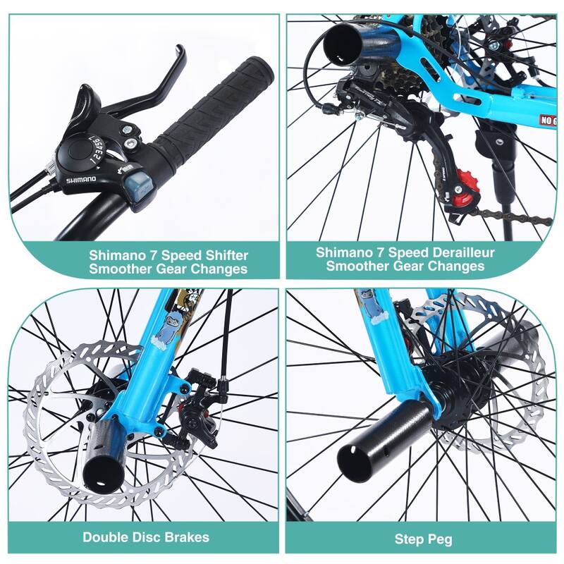 26 Inch Kids Bike Double Disc Brakes for Boys Girls Age 12+ Years