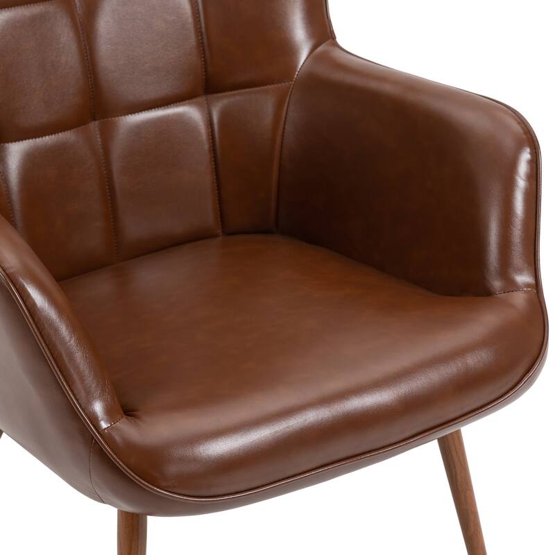 Vintage Wingback Chair Tufted Button PU Leather Accent Chair
