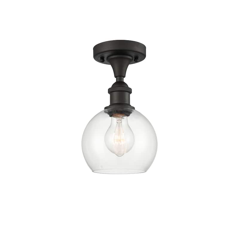 Innovations Lighting 516-1C-10-6 Athens Semi-Flush Athens Deco Swirl - Oil Rubbed Bronze / Clear