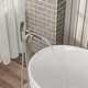 preview thumbnail 7 of 16, Freestanding Bathtub Faucet Waterfall Tub Filler Brushed Nickel Floor Mount Brass Bathroom Faucets with Hand Shower