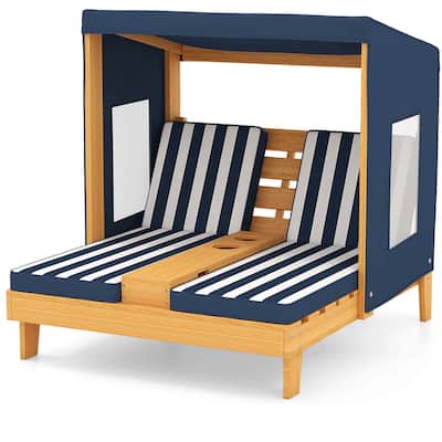 Costway Kids Double Chaise Lounge Patio Lounge Chair with Cup Holders
