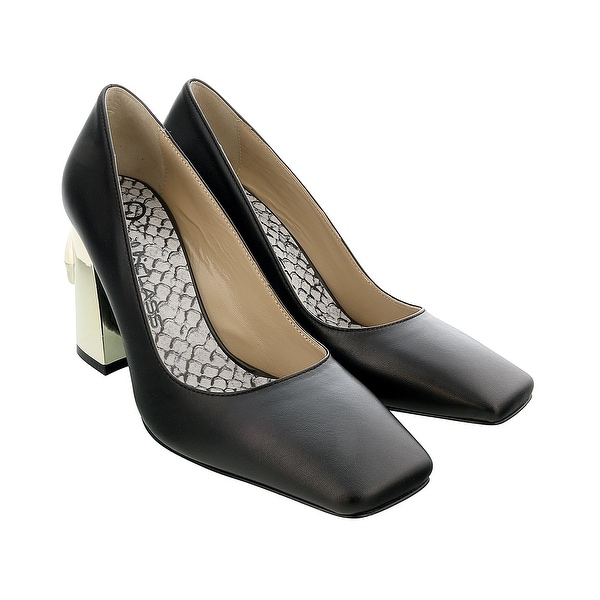 gold square toe heels