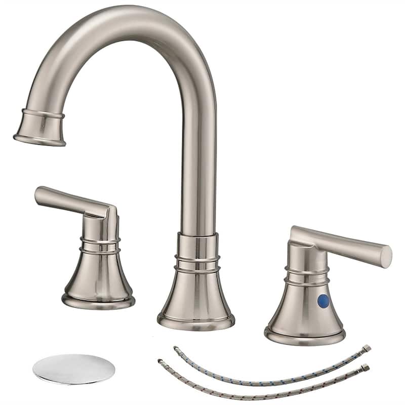 8 Inch Widespread Bathroom Faucet With Drain Assembly 3 Hole Bathroom Sink Faucet Double Handle Modern Basin Vanity Taps