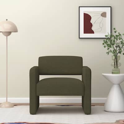 Single Sofa Chair with Armrests, Upholstered Velvet Lounge Chair for Dining Room, Bedroom, Living Room
