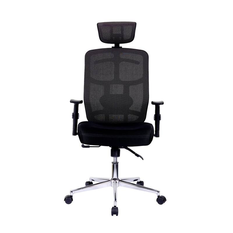 3.5' Black High Back Executive Mesh Office Chair Arms Lumbar Support
