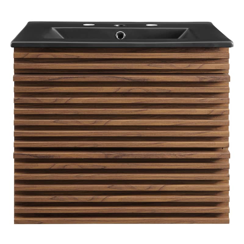 Render 24" Wall-Mount Bathroom Vanity - Walnut Black