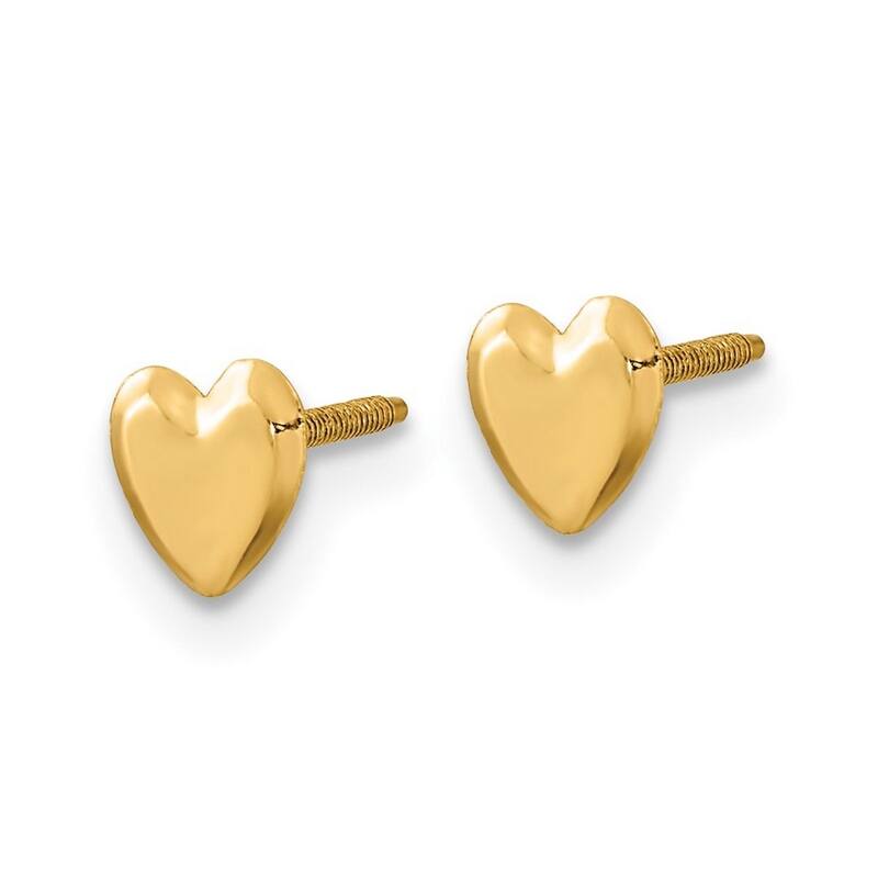 Curata 14k Yellow Gold Polished Screw back 5mm Heart Post Earrings