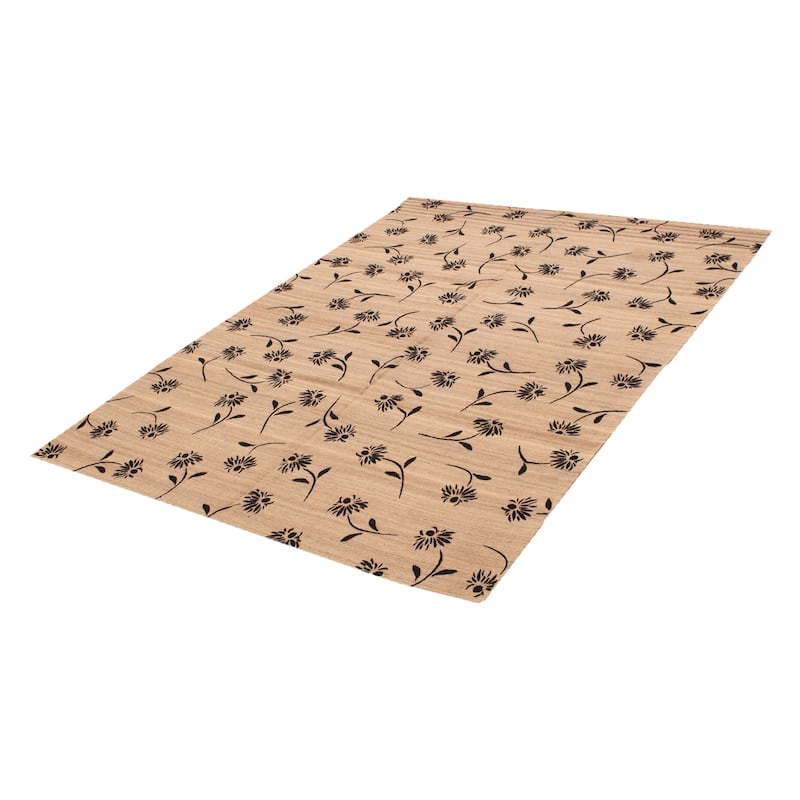 ECARPETGALLERY Flat-Weave Ankara FW Khaki Silk, Wool Kilim - 7'0 x 9'3