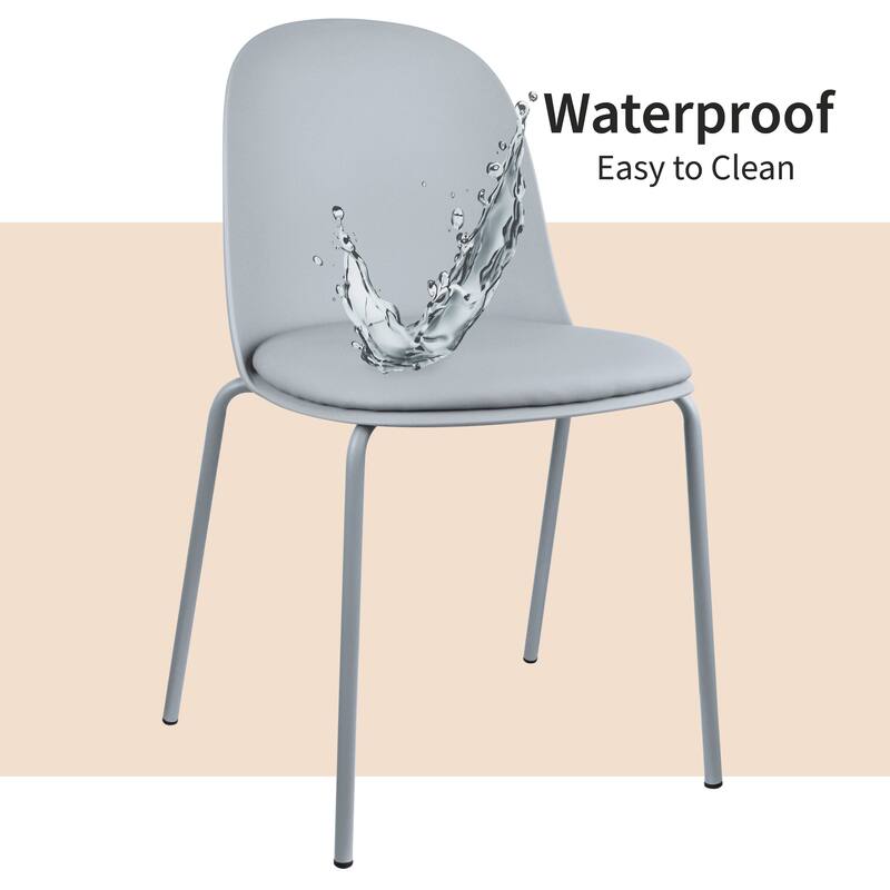 Set of 2 Plastic Eiffel Molded Shell Retro Dining Chairs Accent For Living Room Kitchen Chrome Desk Designer Office